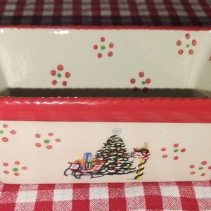 Temptations by Tara 12 ounce Holiday Ceramic Christmas Loaf Pan